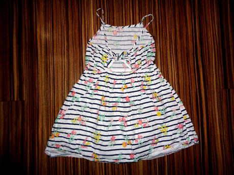 Vzdušné modrobílé pruhované šaty s květy, primark,116