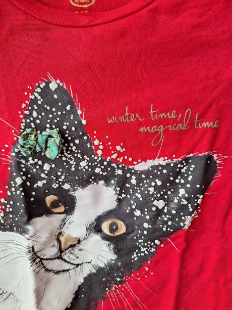 Tričko top dlouhý rukáv kočička vel. 146, coolclub,146