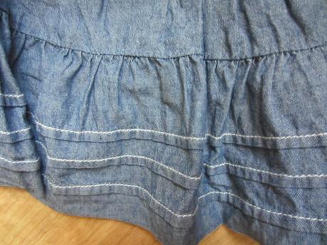 Volánkové džínové, riflové šaty, gap,80