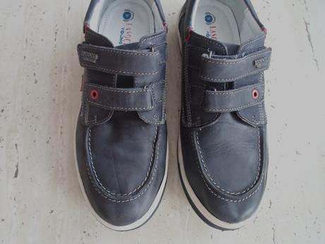 Modré boty polobotky kožené, lasocki,35