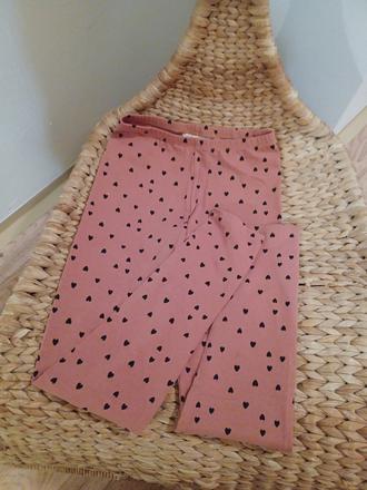 Starorůžové legíny se srdíčky h&m 140/146, h&m,140