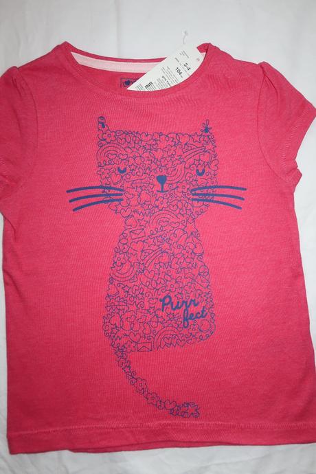 Růžové tričko s kočkou, f&f,98