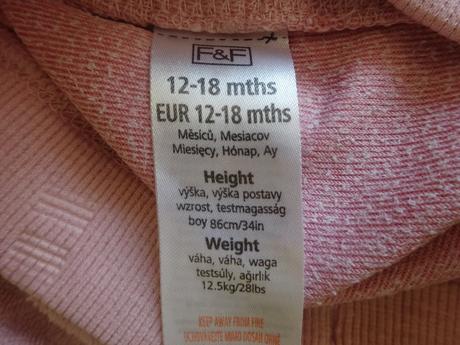 Sametové tepláky, vel. 86, f&f,86