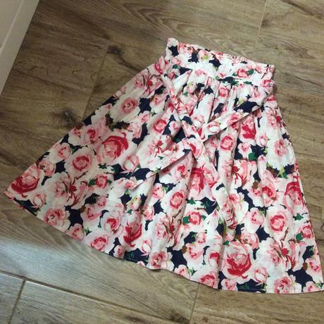 Bavlněná sukně s kytkami, h&m,128