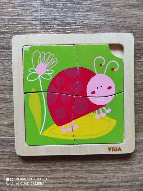 Dřevěné puzzle pro nejmenší 4 ks beruška, 