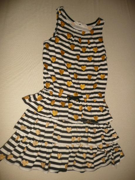 Šaty pruh srdíčko h&m 6-8 let 122/128, h&m,122