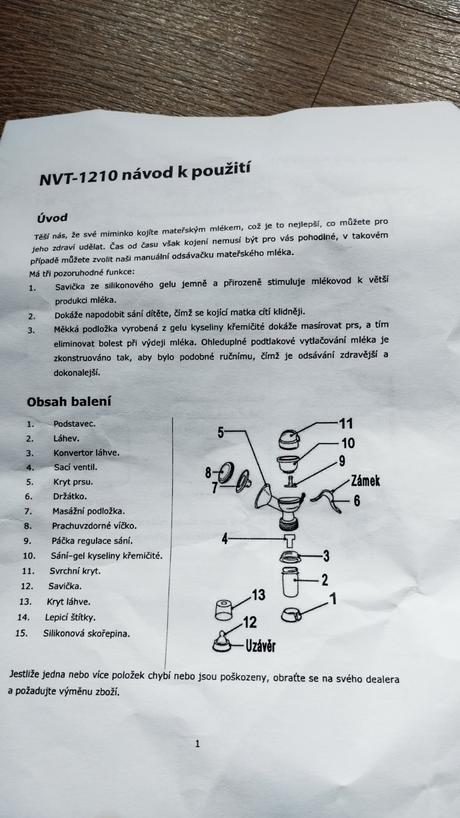 Manuální odsávačka mateřského mléka nuvita,