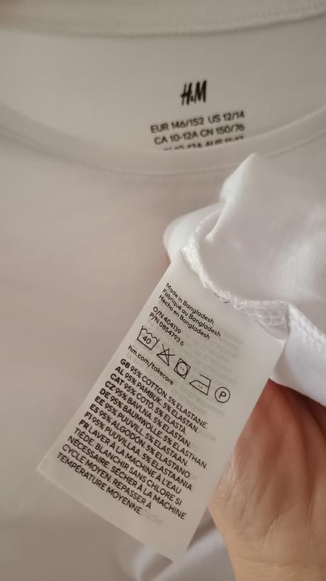 Bílé tričko zn.h&m  vel.146/152- jako nové, h&m,146