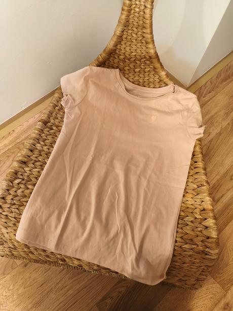 Pudrové tričko se srdíčkem h&m 146/152, xs, h&m,152