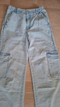 Kalhoty džíny cargo slabé, h&m,164