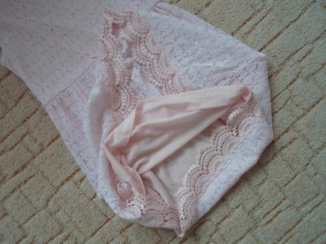 Růžové krajkové šaty šatičky, h&m,146