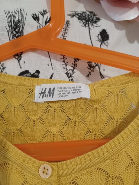 Hořčicový pletený svetr h&m 140/146, h&m,140