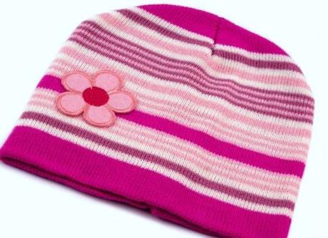 Dívčí pruhovaná čepice růžová, 86 / 92