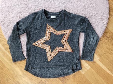 Slabý svetřík s flitry vel. 6-7 let, h&m,122