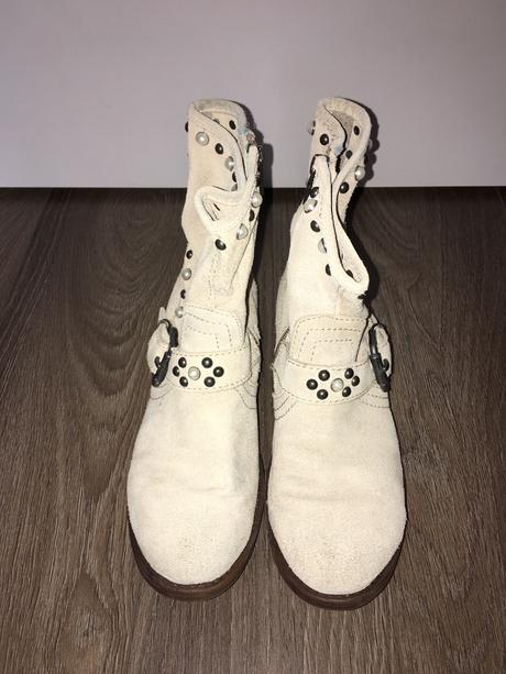 Béžové nízké kožené kozačky replay, replay,38