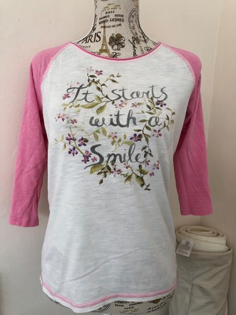 158/164 růžovo-bílé tričko 3/4 rukáv, h&m,158