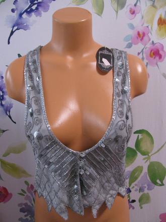 Dámská společenská šedá vesta, s