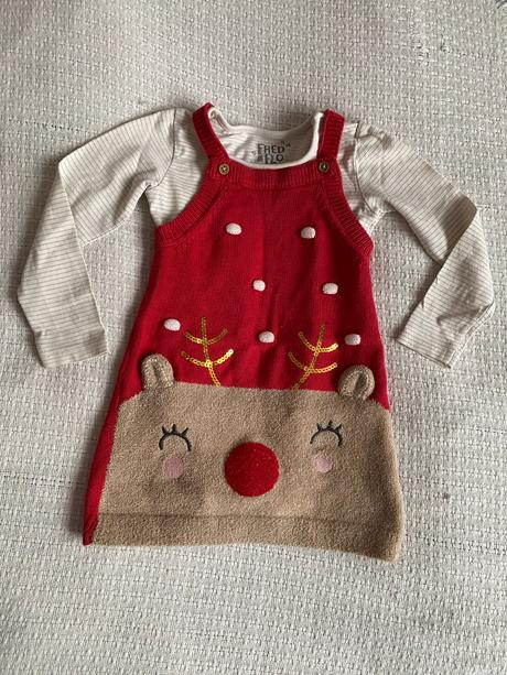 Vánoční šaty se sobem s body vel. 1,5-2r/92, 92