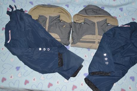 2x zimní bunda oteplené kalhoty, lupilu,104