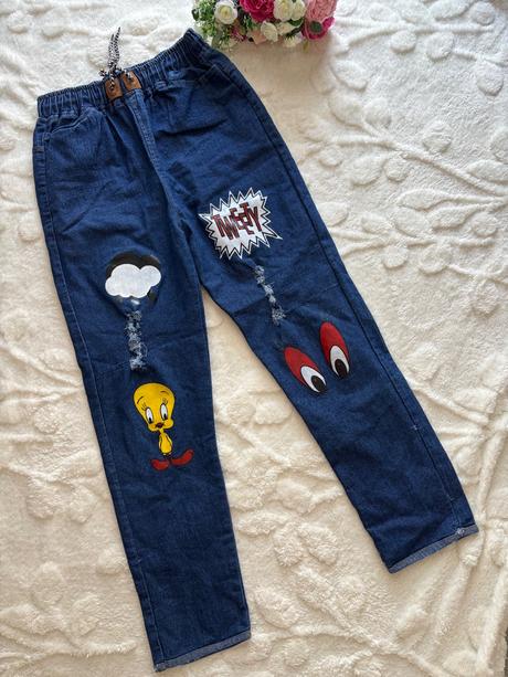 Džiny slabé s tvetty- v.cca 10/11 let, 134