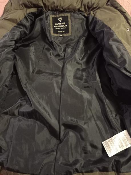 Zimní bunda, kabát teplý khaki, c&a,158