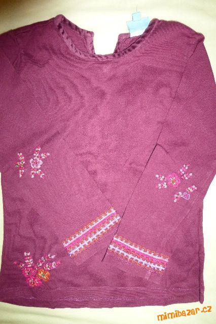 Vínové triko s výšivkou, 116