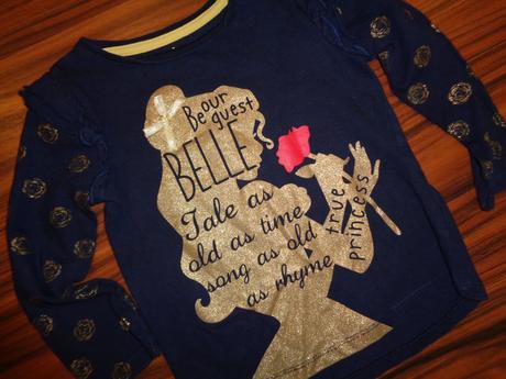 Luxusní modrozlaté tričko s růží, disney,98