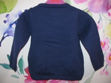 Krásný modrý svetřík s tučňákem, john lewis,74