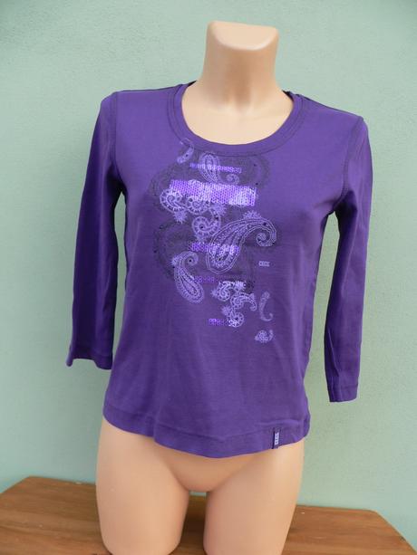 Fialové tričko top s 3/4 rukávy cecil - vel.s, s