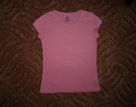 Růžové tričko triko krátký rukáv, h&m,140