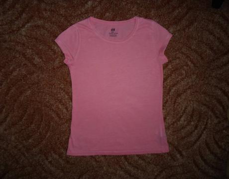 Růžové tričko triko krátký rukáv, h&m,140
