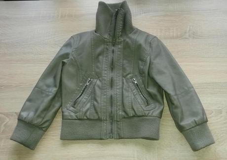 Šedozelená koženková bunda vel. 110, girl2girl,110