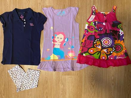 Dívčí letní set - triko, šaty, legínky -  vel. 110, 104–116