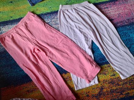 Dvoje bavlněné pyžamové kalhoty růžové, 92