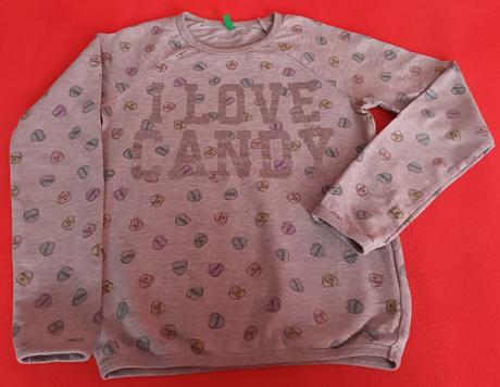 Dívčí triko dlouhý rukáv světle šedé benetton, benetton,152