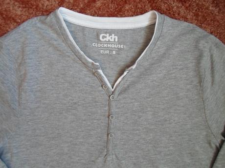 Šedé pánské tričko triko dlouhý rukáv, clockhouse,s