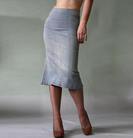 Světlá ultraúzká džínová sukně xs, xs