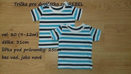 Bavlněné trička pro dvojčátka zn. rebel, 80