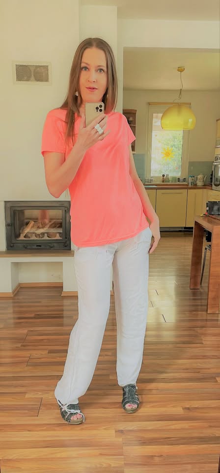 Bílé pohodlné kalhoty do tkanic, vel m, dromedar, dromedar,m