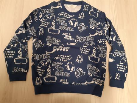 Modrá mikina s potiskem ii, h&m,146