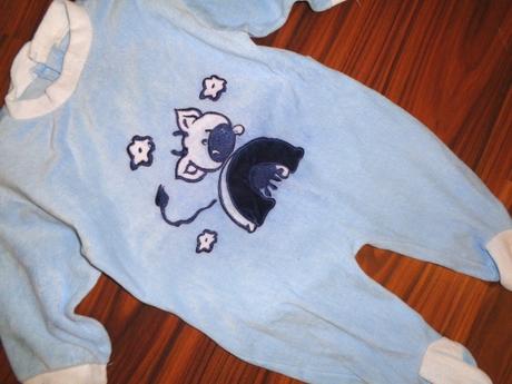 Krásný sametový modrý overal s kravičkou, adams,68