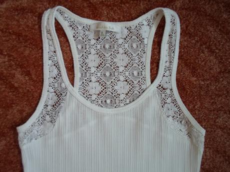 Bílé krajkové tričko tílko bílý top, bershka,m
