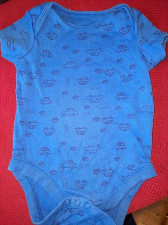 Krásné modré body,bodýčko s autíčky, vel 74, 74