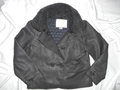 Bombastická šedá koženková bunda, vertbaudet,104