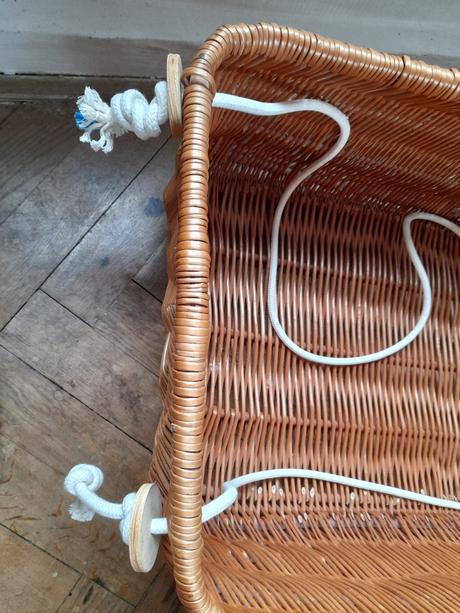 Proutěná závěsná kolébka s matrací a lemem, šířka (cm): 45,délka (cm): 80