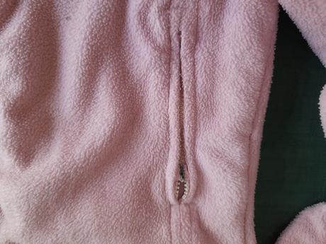 Flísová světle růžová mikina zip bez jezdce, 146