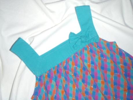 Lehounký vzdušný tyrkysový káro topík, h&m,122