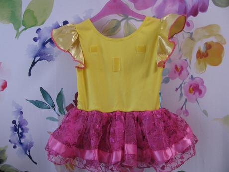 Karnevalový růžovo žlutý kostým, motýl apod.,