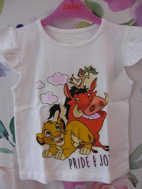 Bílé bavlněné tričko s volánky a obrázky disney, disney,92