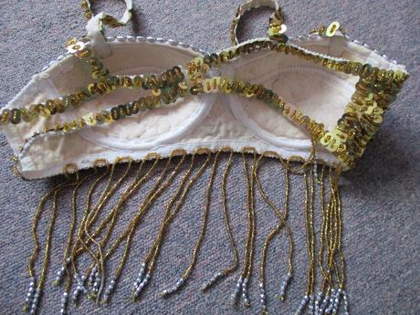 Flitrový zlatý set na břišní tance ,